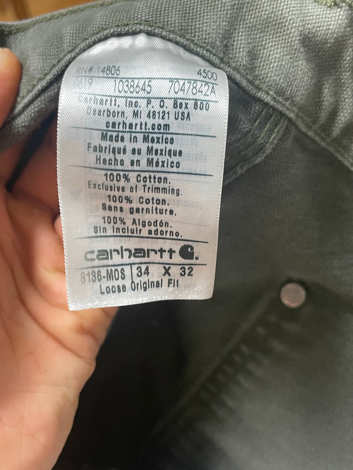 칼하트 더블니 모스그린34x32 상품이미지4