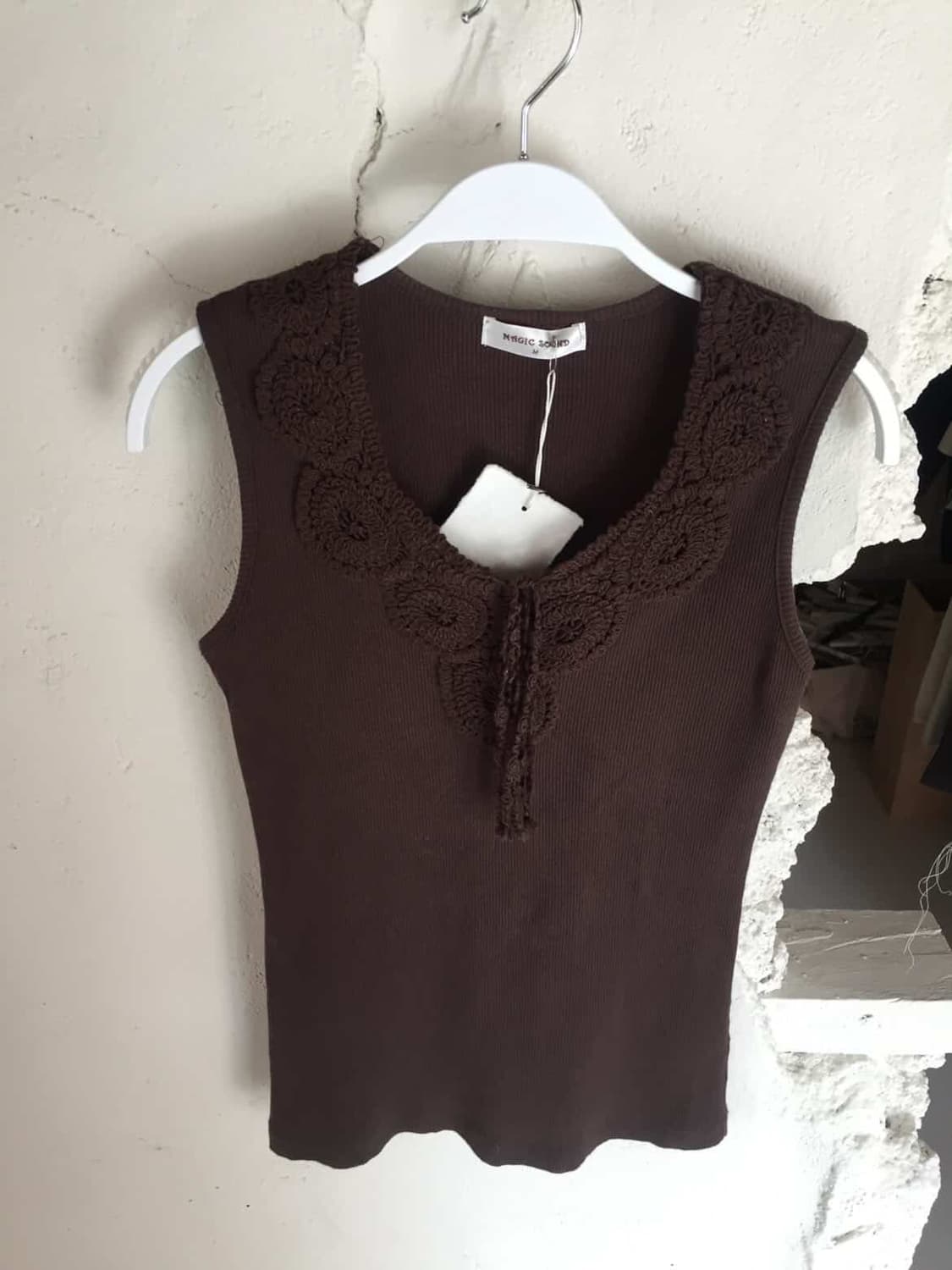 크로셰 디테일 브라운 나시  상품이미지1