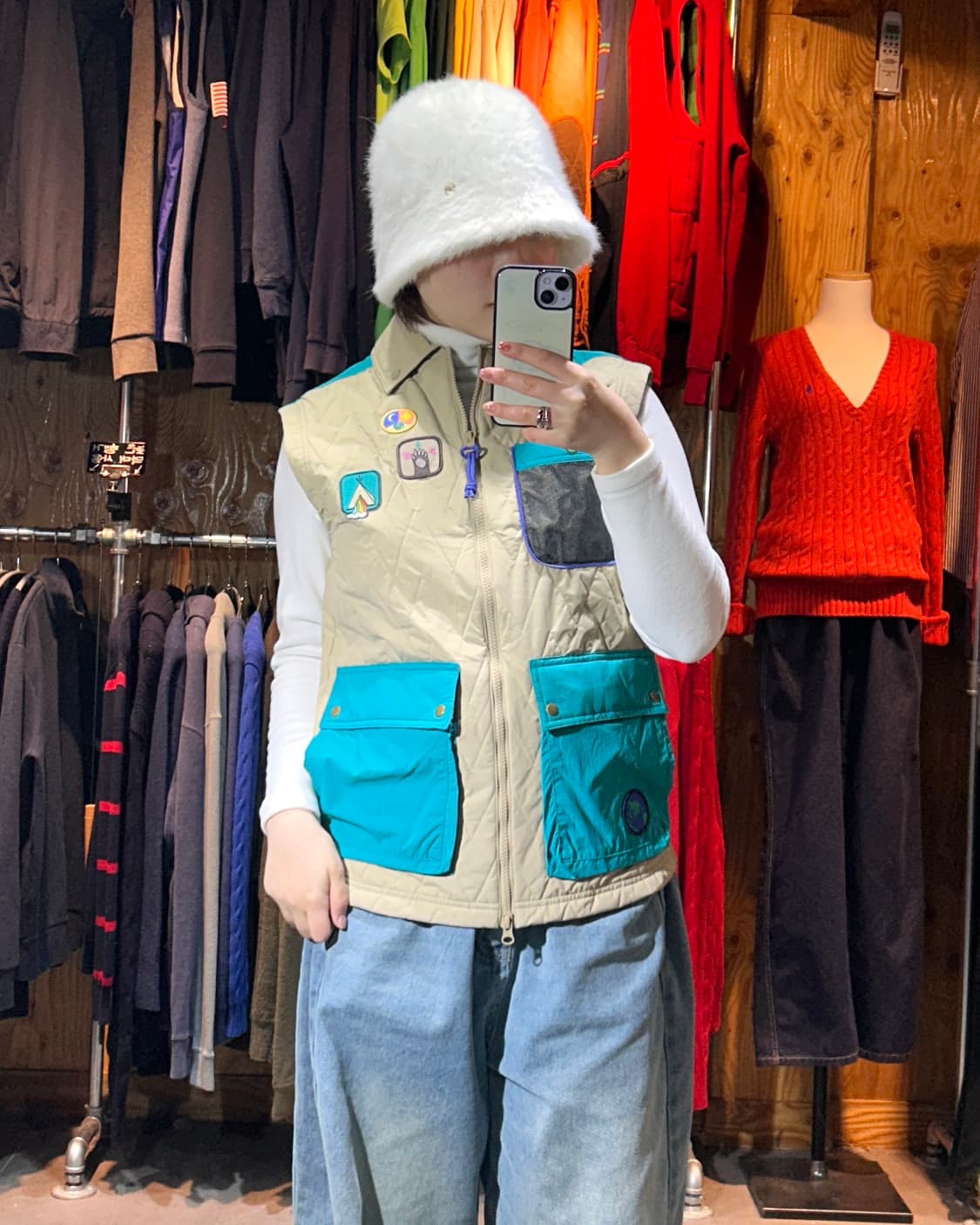 XS 아디다스 어드벤처 라인 패치 퀼팅 베이지 베스트  상품이미지1