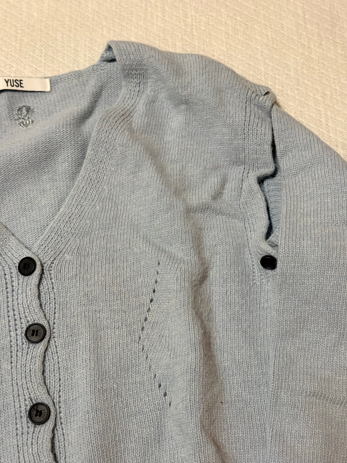 유즈 캐시미어 숄더컷 크롭 니트 가디건 상품이미지9