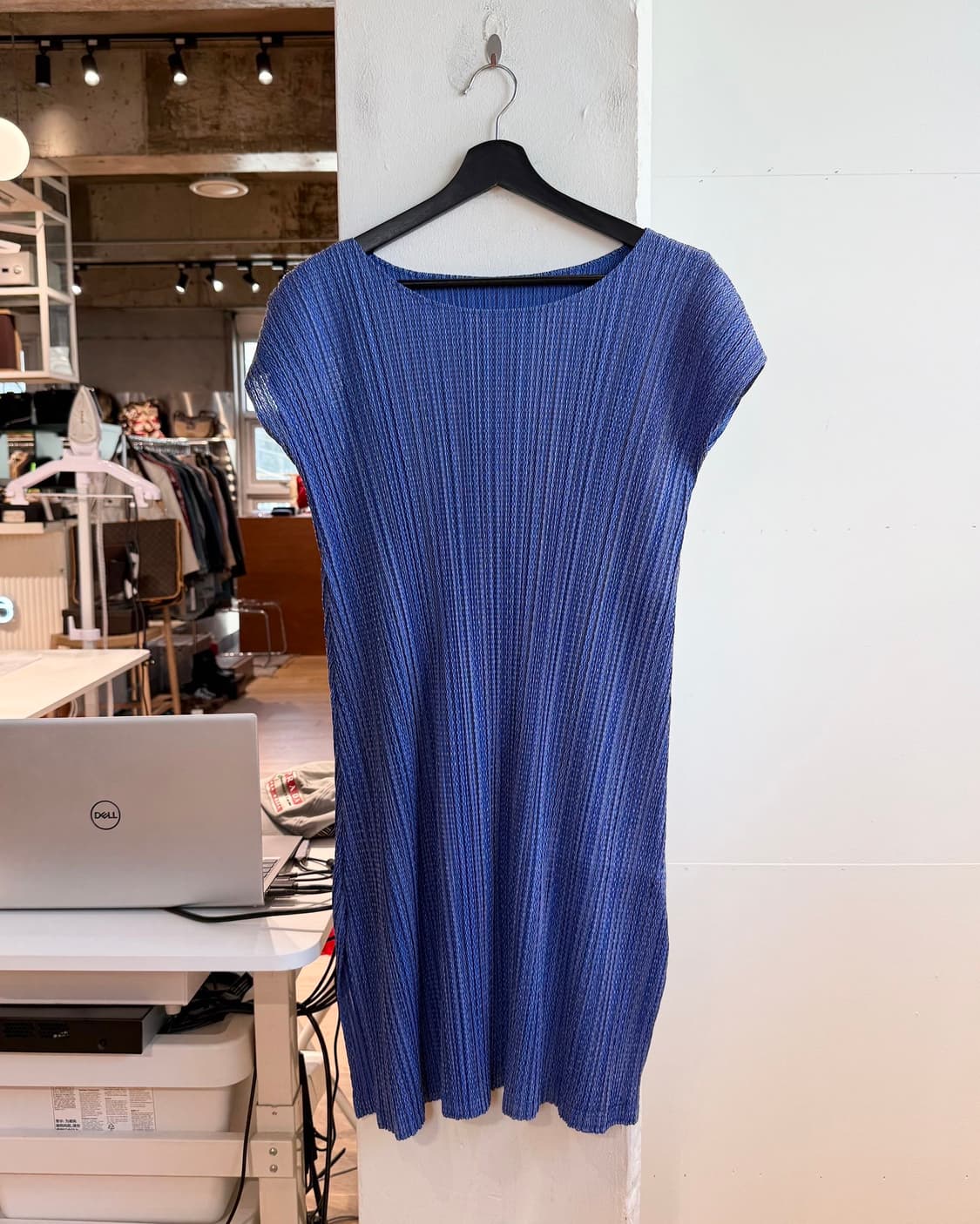 플리츠 플리즈 블루 링컬 슬리브리스 원피스 상품이미지2