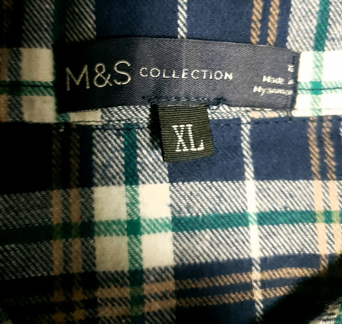 (빈티지) M&S 컬렉션 포니 클래식체크 집업 셔츠자켓 네이비 (XL) 상품이미지3