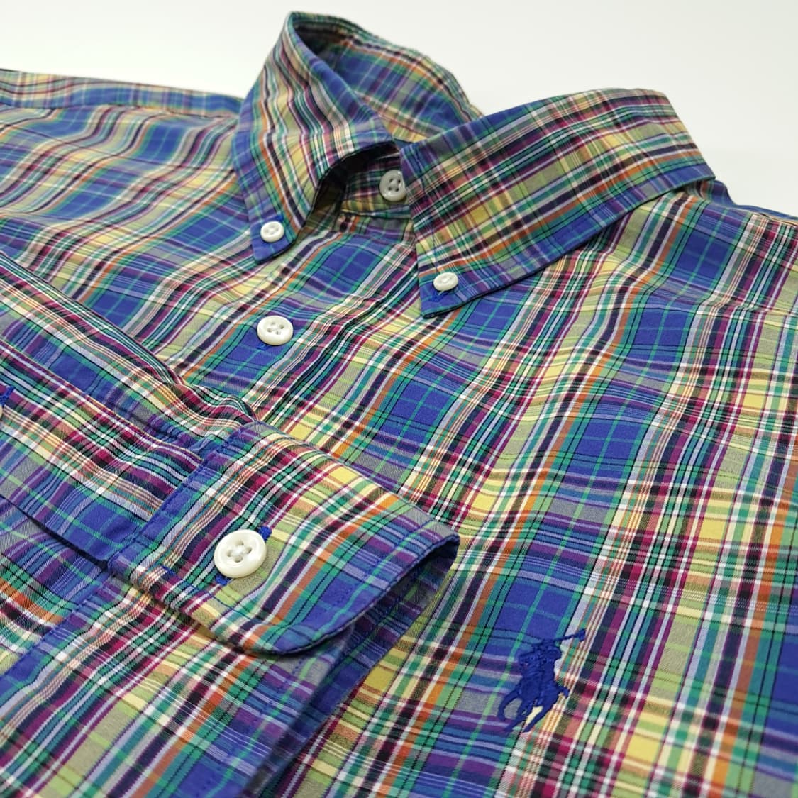 CL292 2XL 폴로 90s 홍콩판 마드라스체크 멀티컬러 셔츠 상품이미지4