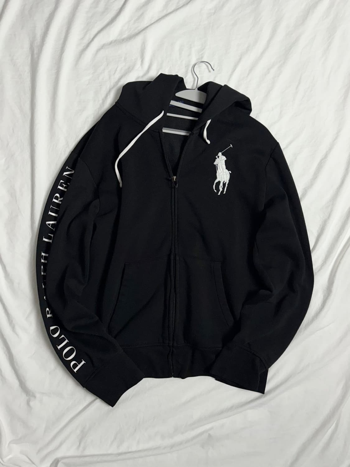 폴로 빅포니 레터링 블랙 후드집업 상품이미지3