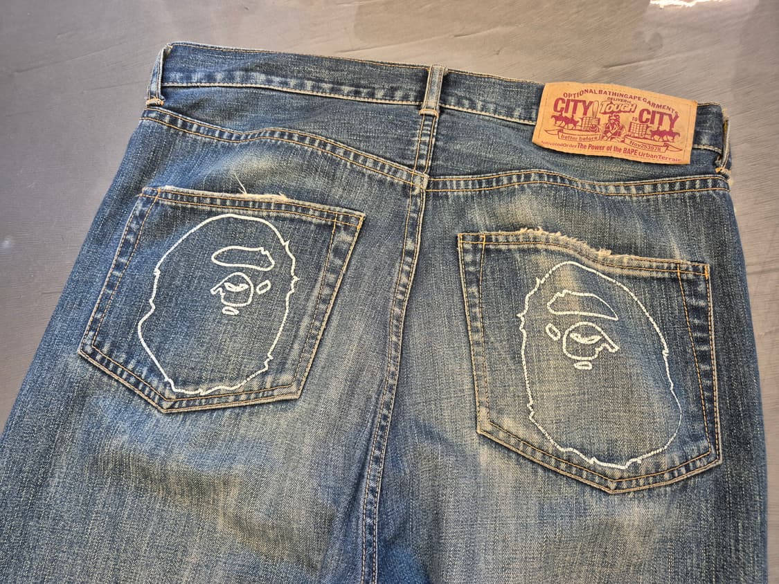 90s BAPE 하드워싱 데님 팬츠 상품이미지4
