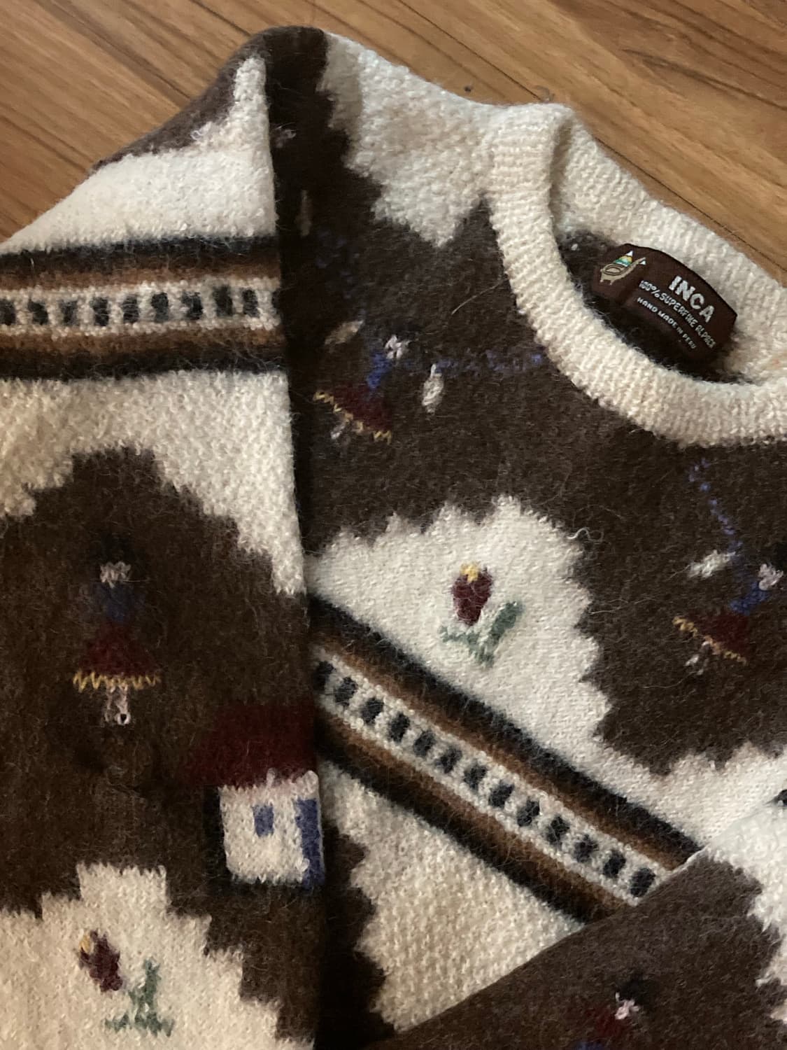 잉카 INCA knit 알파카 100 브라운 니트 상품이미지1