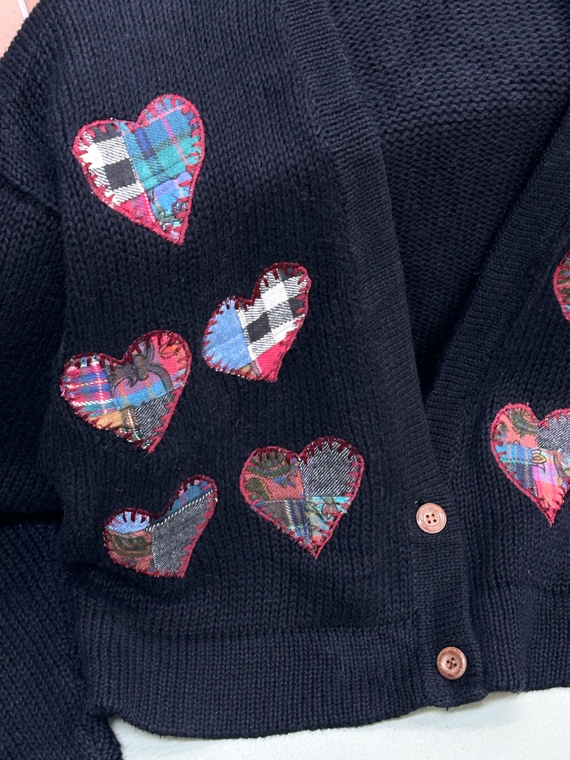 heart patch cotton cardigan 상품이미지2