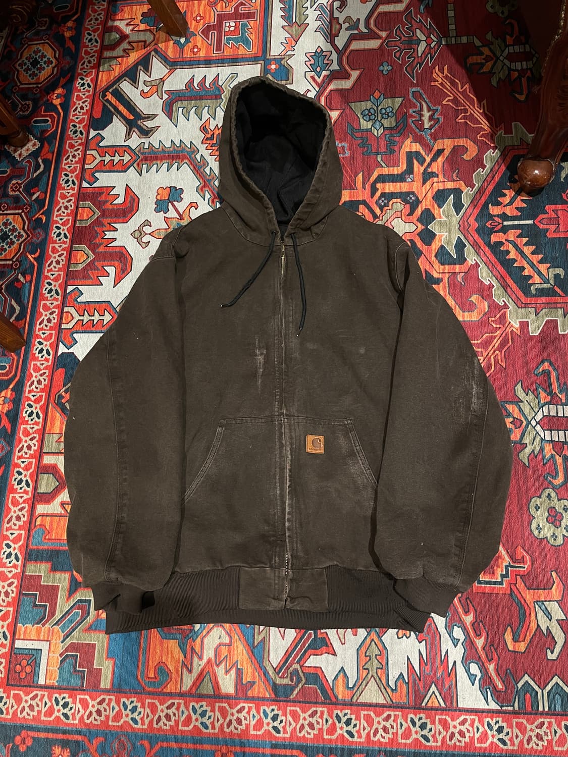 90s 칼하트 J25 다크 브라운 후드 자켓 XL 상품이미지1