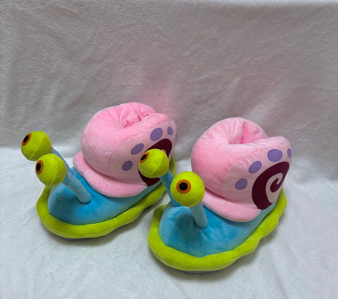 스폰지밥 달팽이 핑핑이 겨울 슬리퍼 털 슬리퍼 상품이미지1