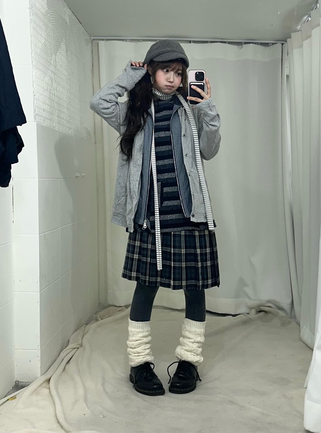 네이비 케이프 도트 니혼진 모리걸 코디세트 상품이미지3