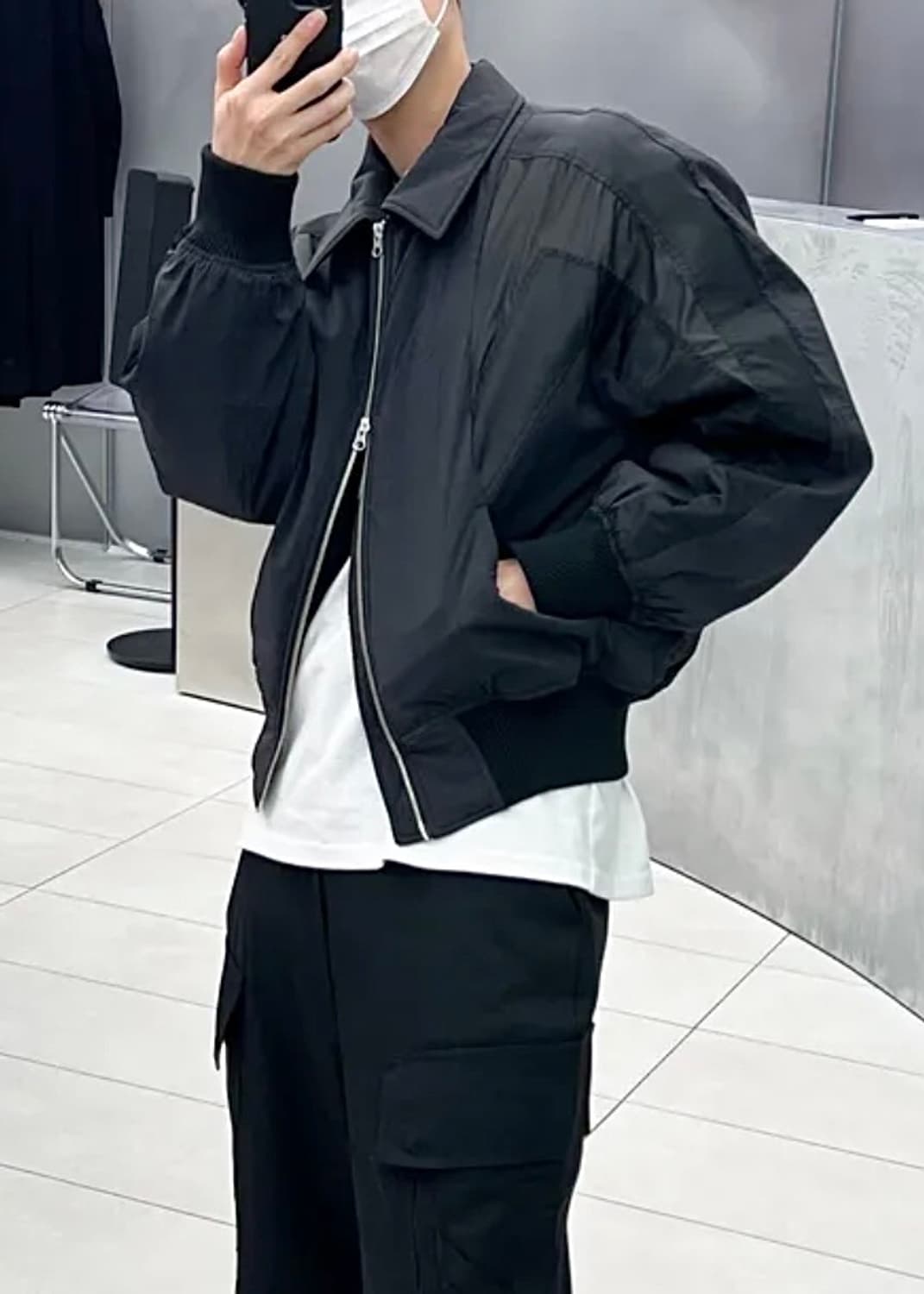 인사일런스 콘트라스트 크롭 MA-1 항공 점퍼 블루종 봄버 워크 블랙 S 상품이미지3