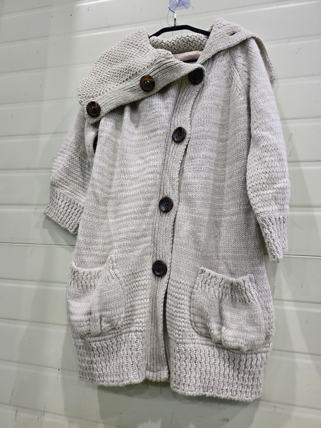 아이보리 후드 롱 니트 가디건 상품이미지6