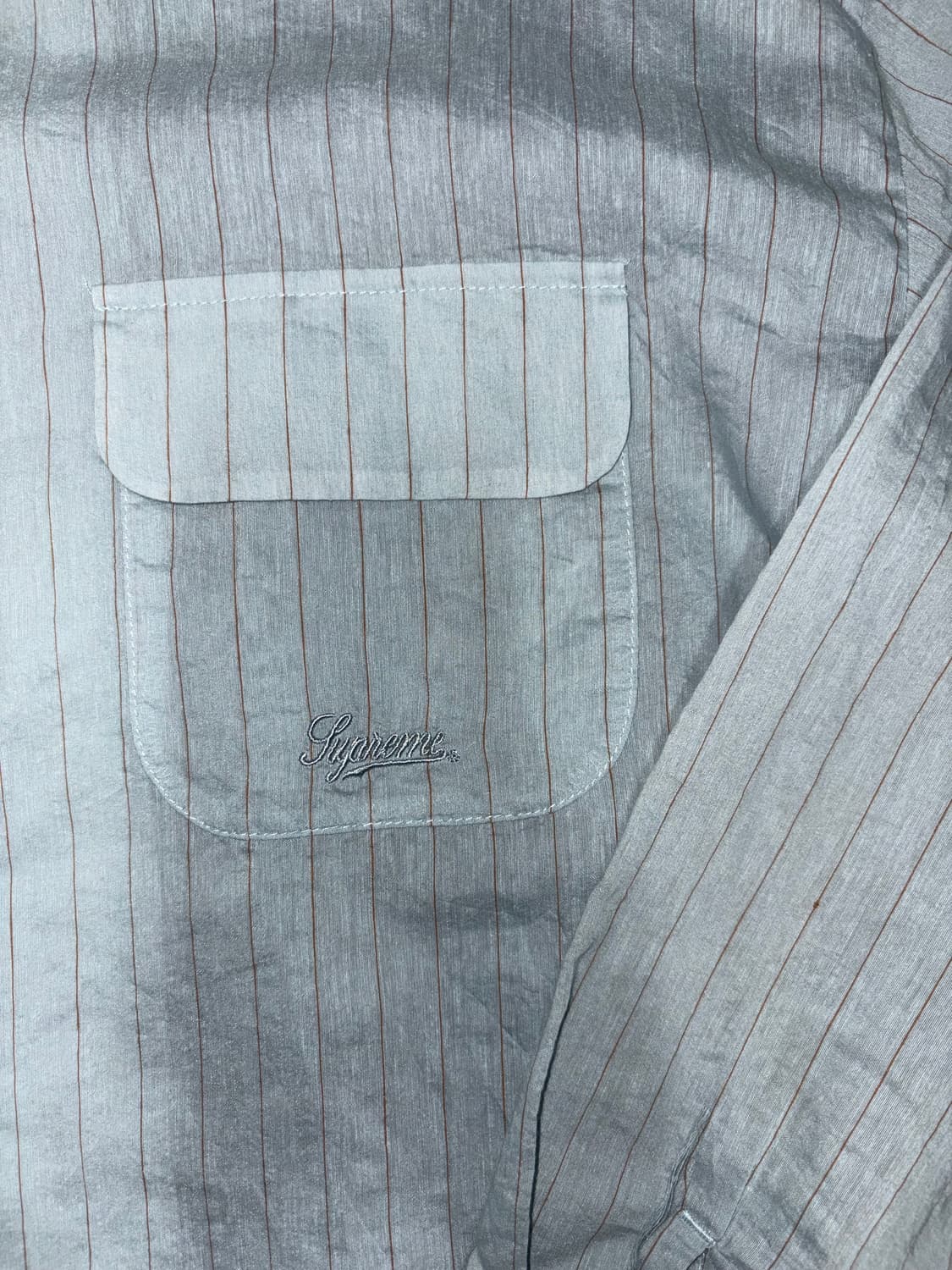 슈프림 핀스트라이프 린넨 셔츠 라이트 블루 - 23SS 상품이미지3
