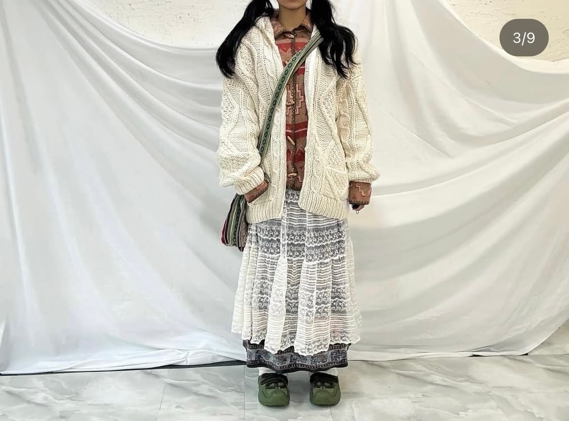 케이블니트집업, 인디언패턴자켓, 히피스커트, 시스루스커트 상품이미지3