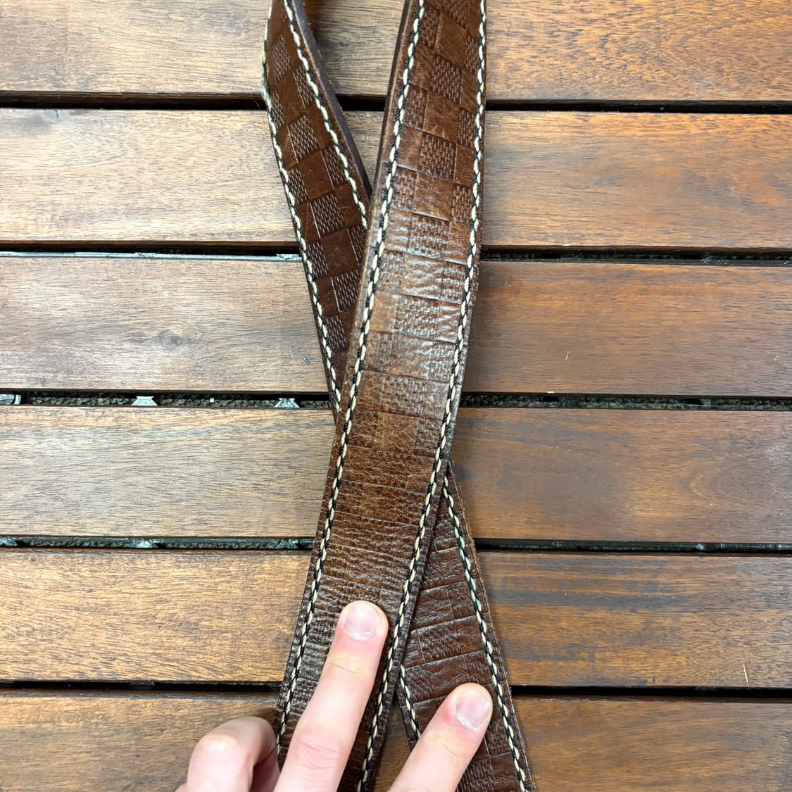 빈티지 체커보드 레더 벨트 상품이미지3