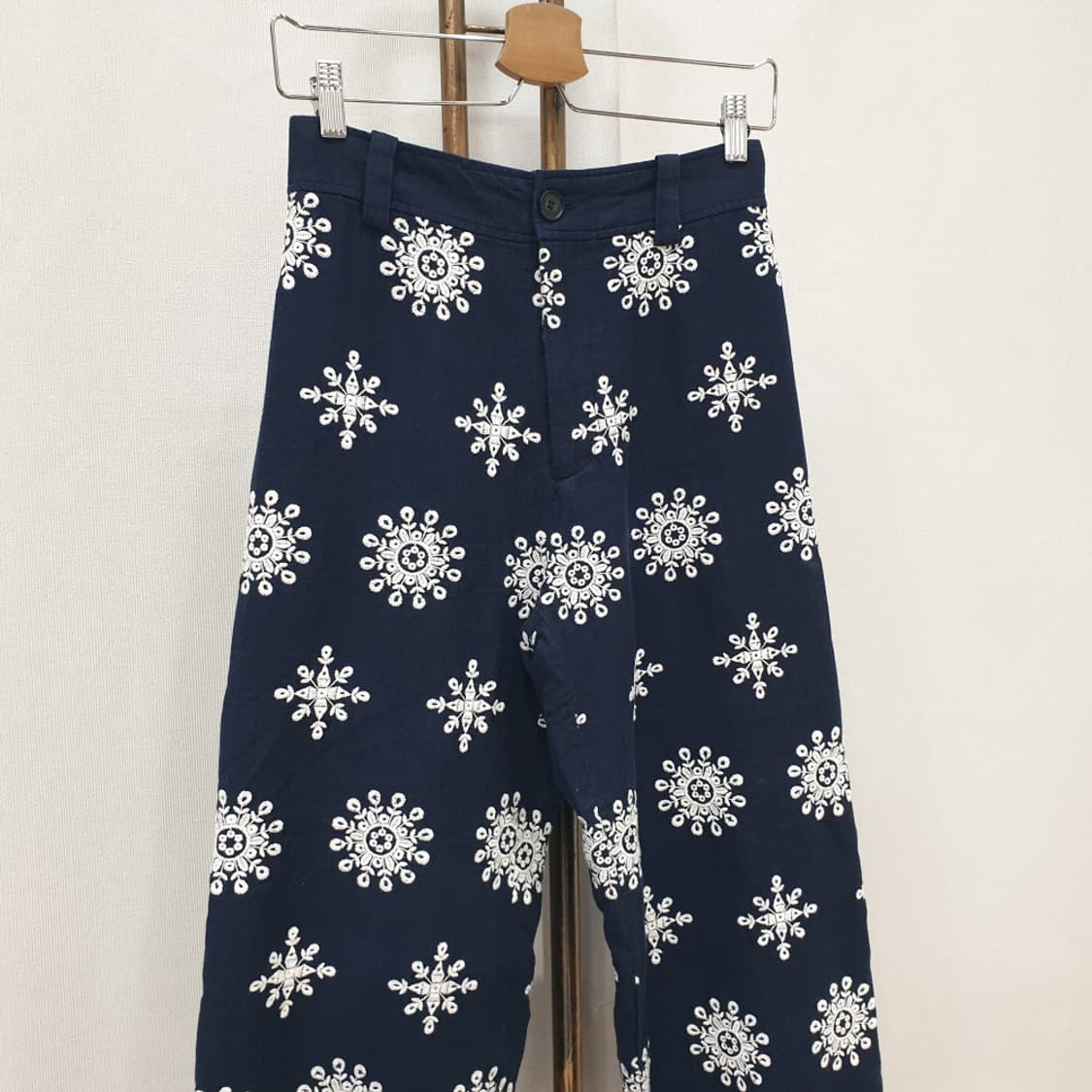 ZARA 네이비 블루 리넨 블렌드 큐롯 팬츠 XS 상품이미지3