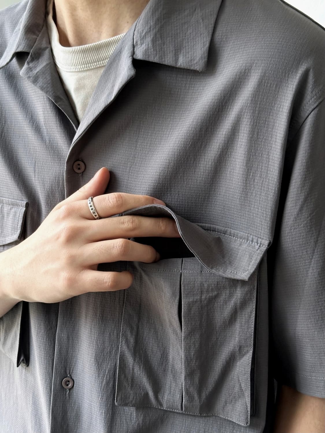 Rayon nylon blend stretched mil shirt 상품이미지9