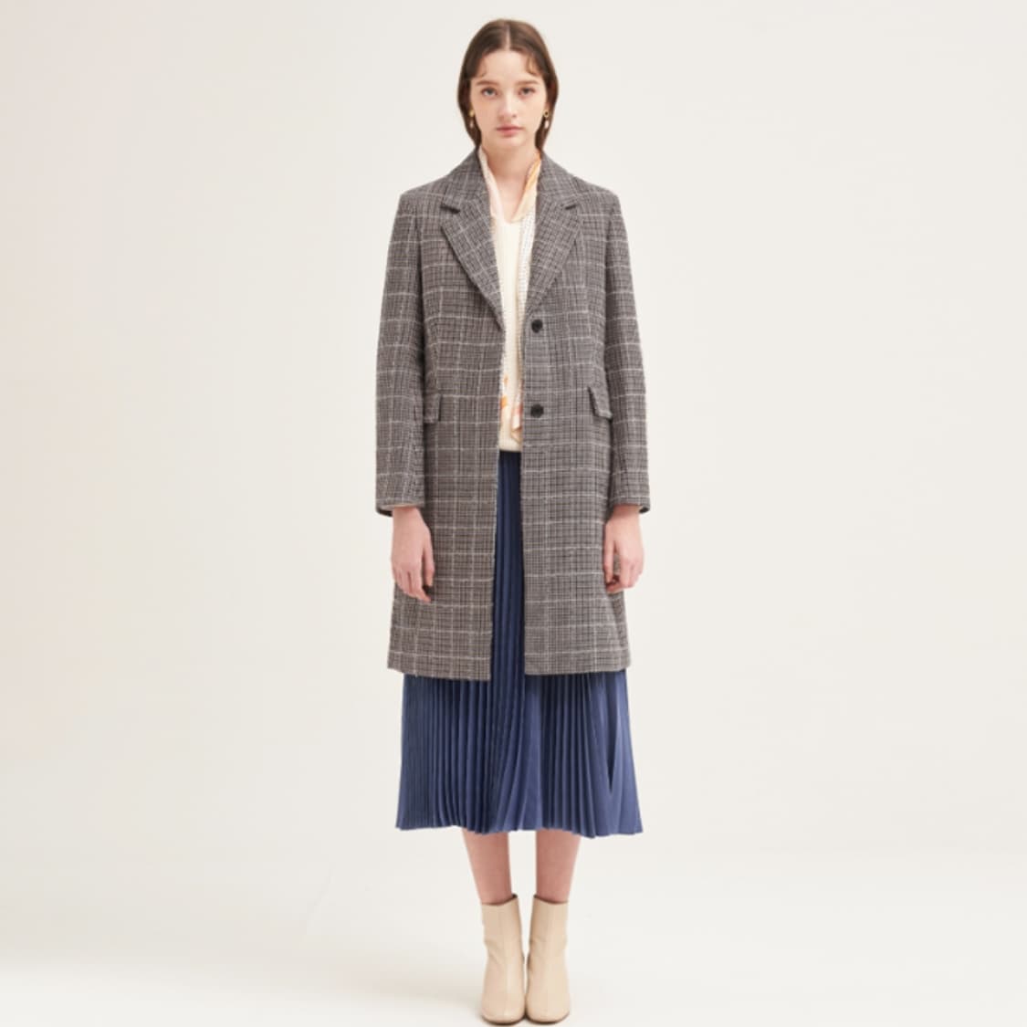 빈폴레이디스(BEANPOLE) 블루 팬시 하운드투스 싱글코트 55 상품이미지1