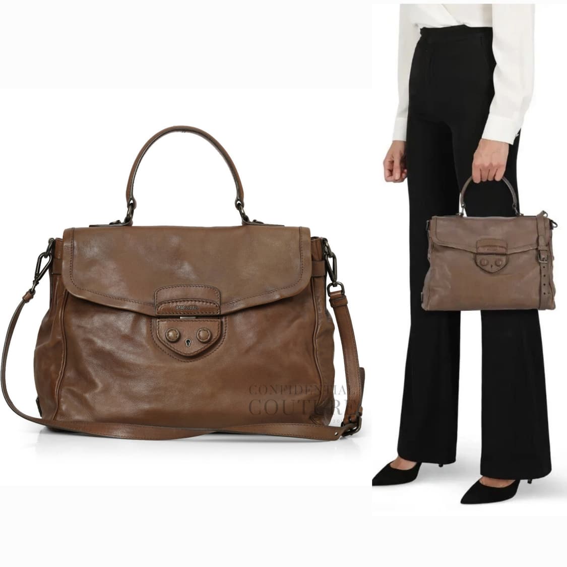 프라다 레더 플랩 브리프케이스 토트백 2way (정품) 상품이미지2