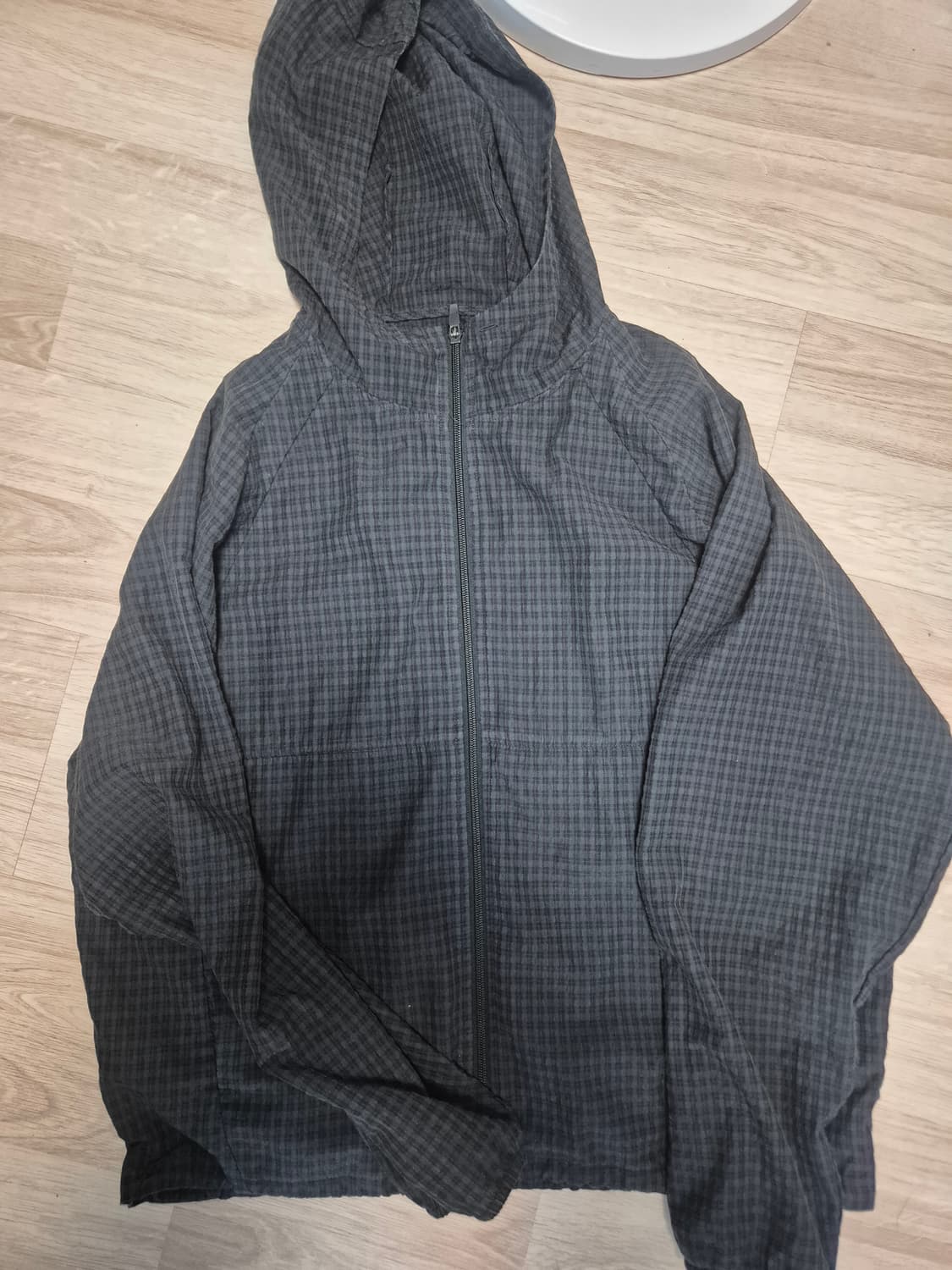 폴리테루 휴먼체크후디파카 차콜 4사이즈 상품이미지2