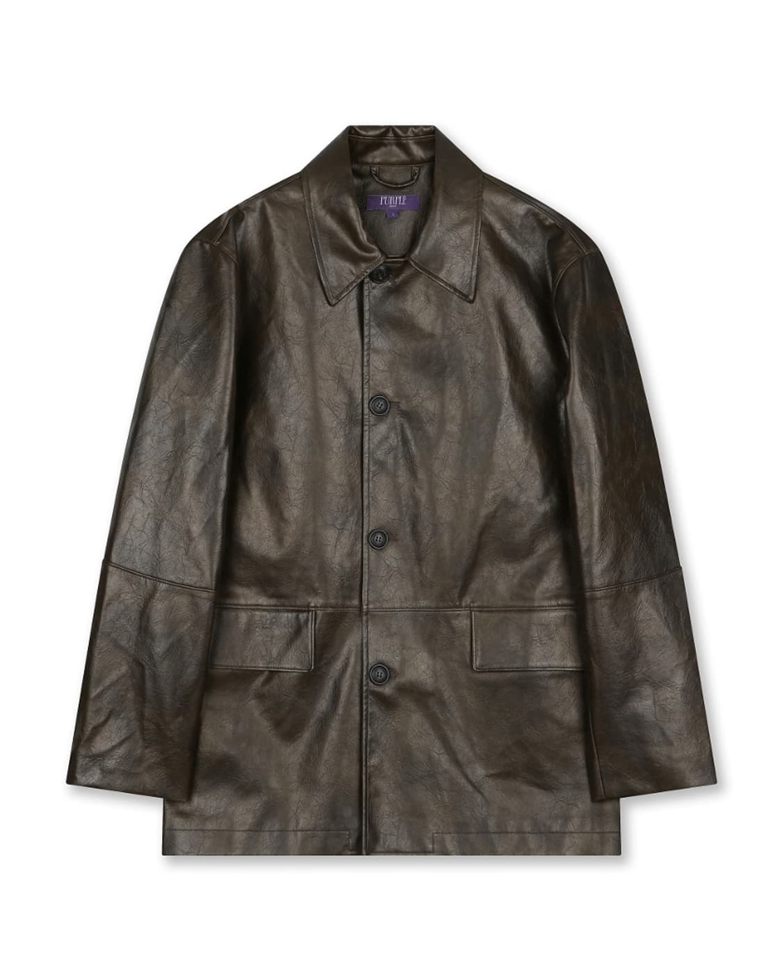 비슬로우 퍼플 washed leather car coat BROWN 상품이미지1