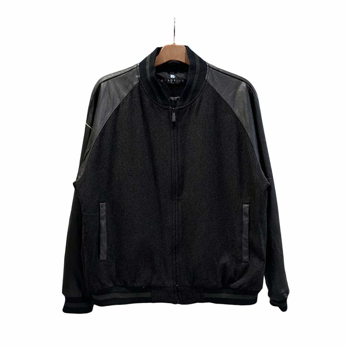 USA VINTAGE 제뉴인 레더 울 바시티 자켓 퀼팅안감 디테일 블랙 상품이미지1