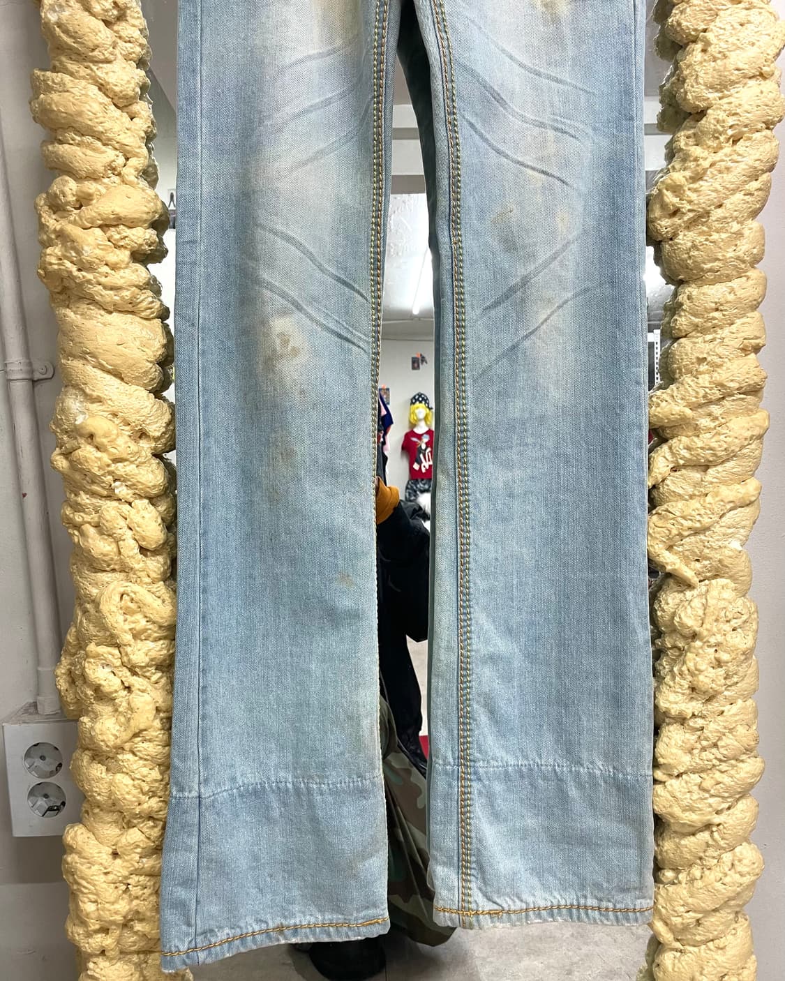 Gold stitch light blue denim pants  상품이미지7