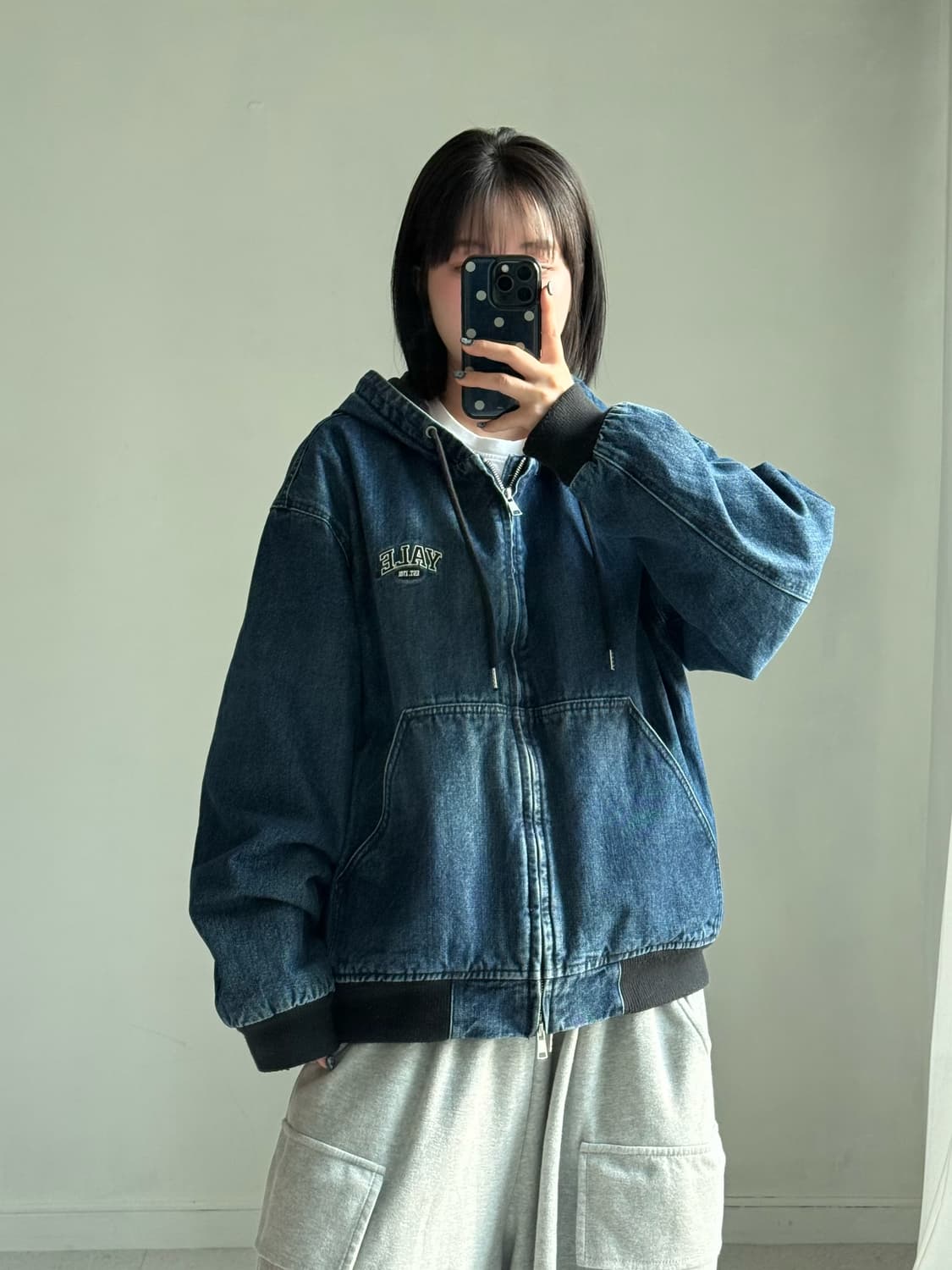 Yale 누빔 데님 후드 자켓 상품이미지1