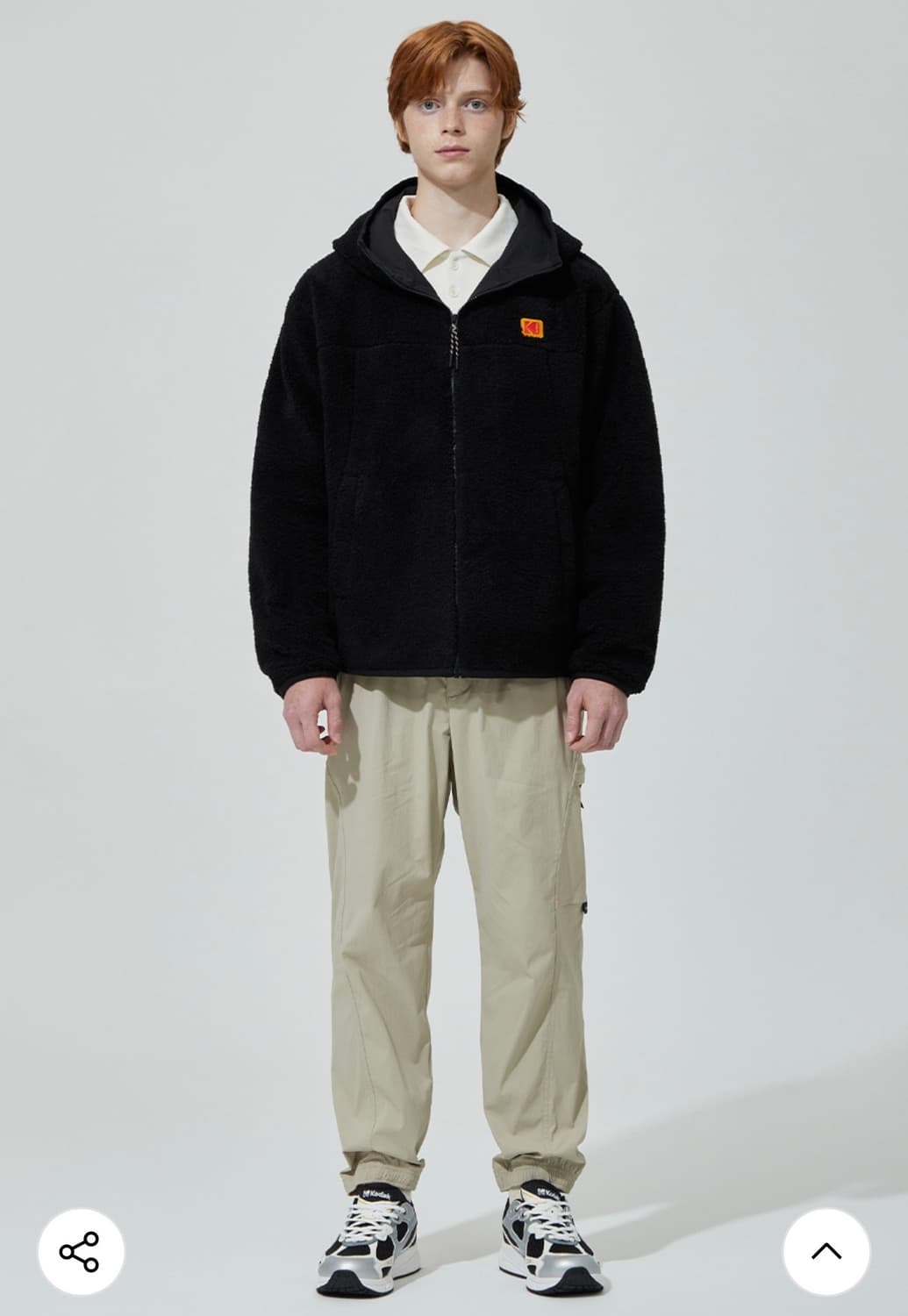 코닥 에센셜 후드 플리스 후리스 자켓 뽀글이 블랙 L 100 상품이미지2