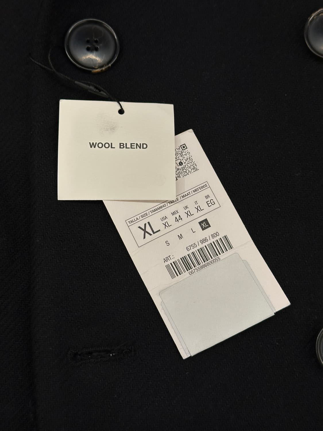 [새제품] 자라 울 더블코트, 폴로코트 블랙 XL 상품이미지2