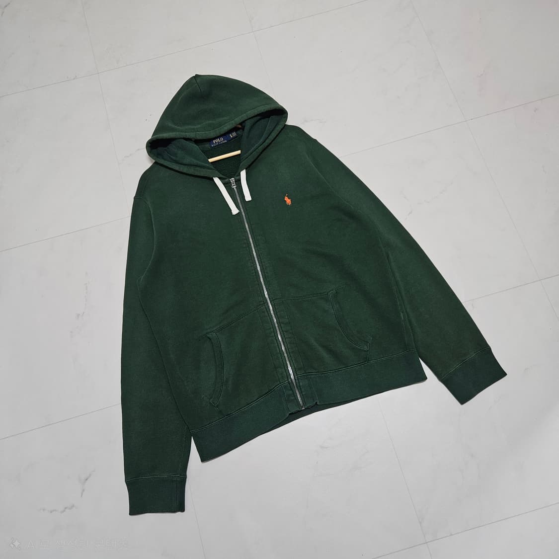 XL) 00's 폴로 랄프로렌 그린 기모 후드집업 상품이미지2