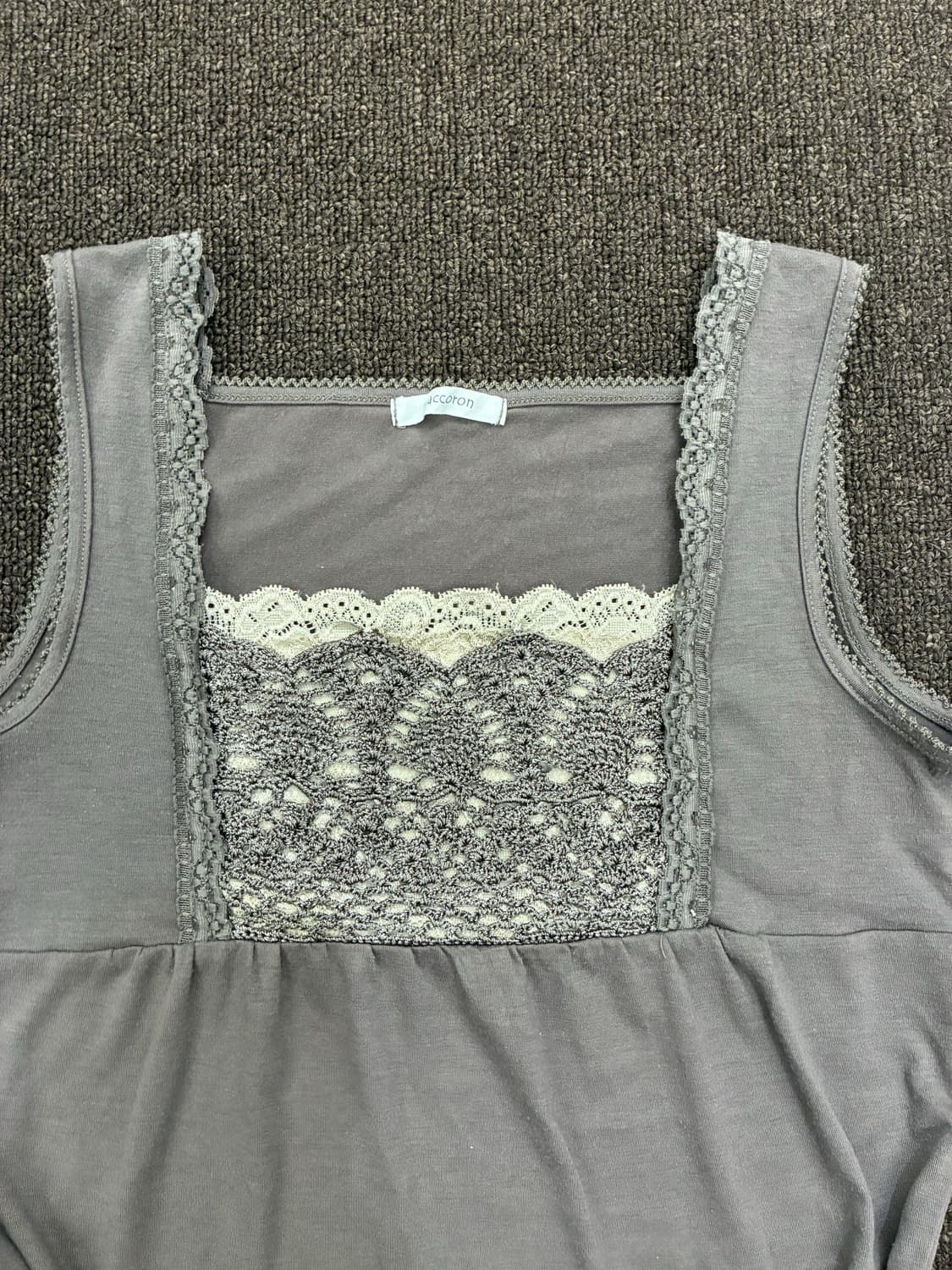 M)Japanese vintage 여성 레이스 디테일 모카 슬리브리스 상품이미지4