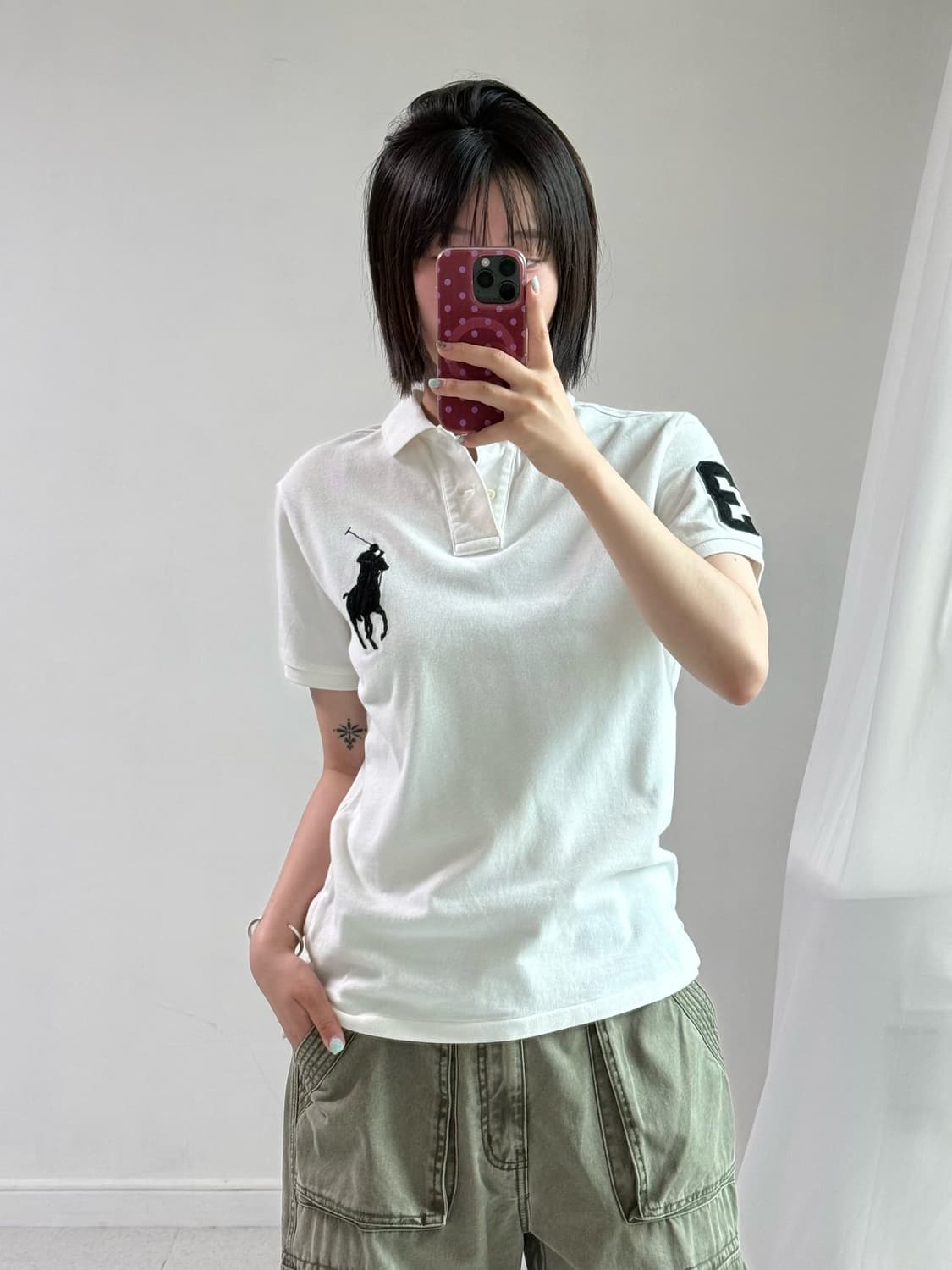 폴로 화이트 네이비 빅포니 피케이 티셔츠 상품이미지1