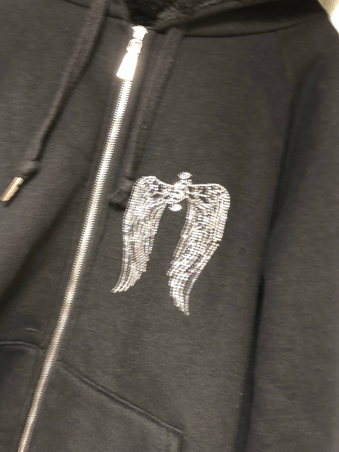 Vintage punk 빈티지 펑크 날개 큐빅 후드집업 상품이미지2