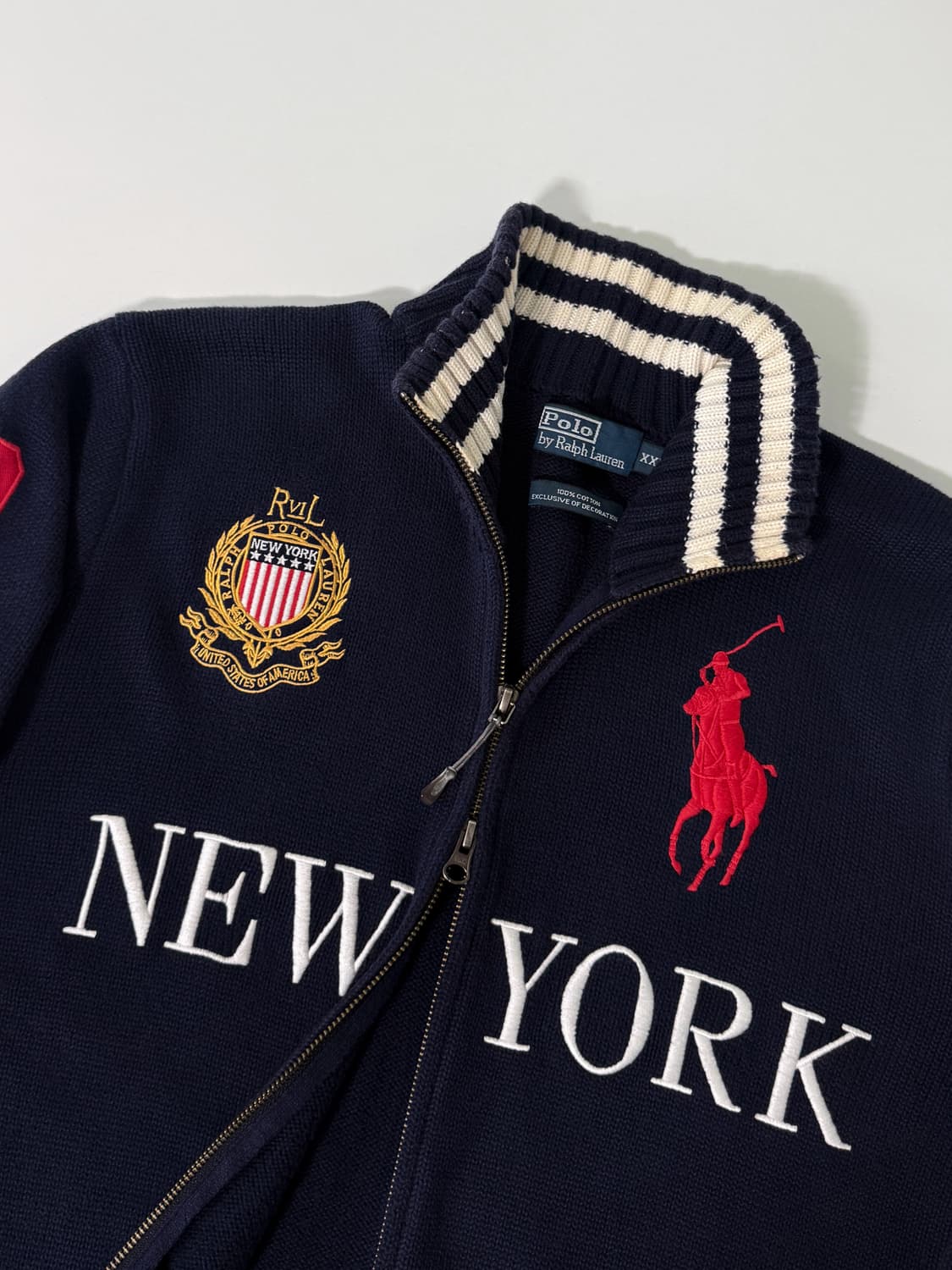 폴로 랄프로렌  치프키프 딥네이비 해비 코튼 투웨이 빅포니 니트 집업 상품이미지2