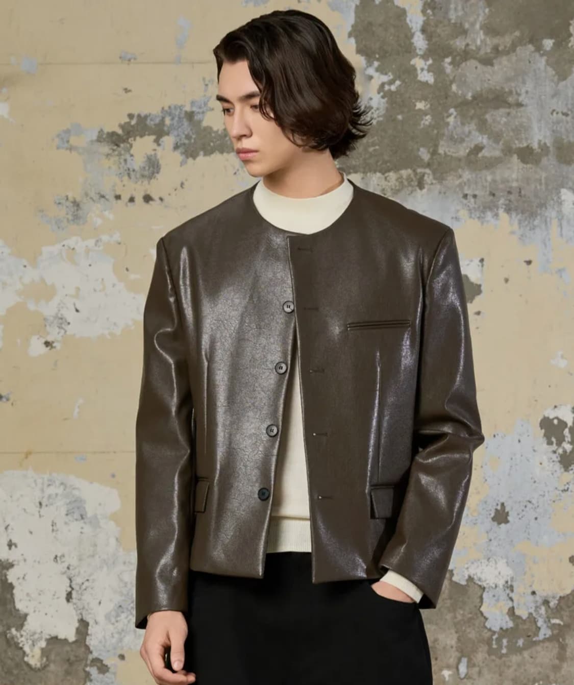 효지/25FW 노카라 크롭 레더자켓/M 상품이미지1