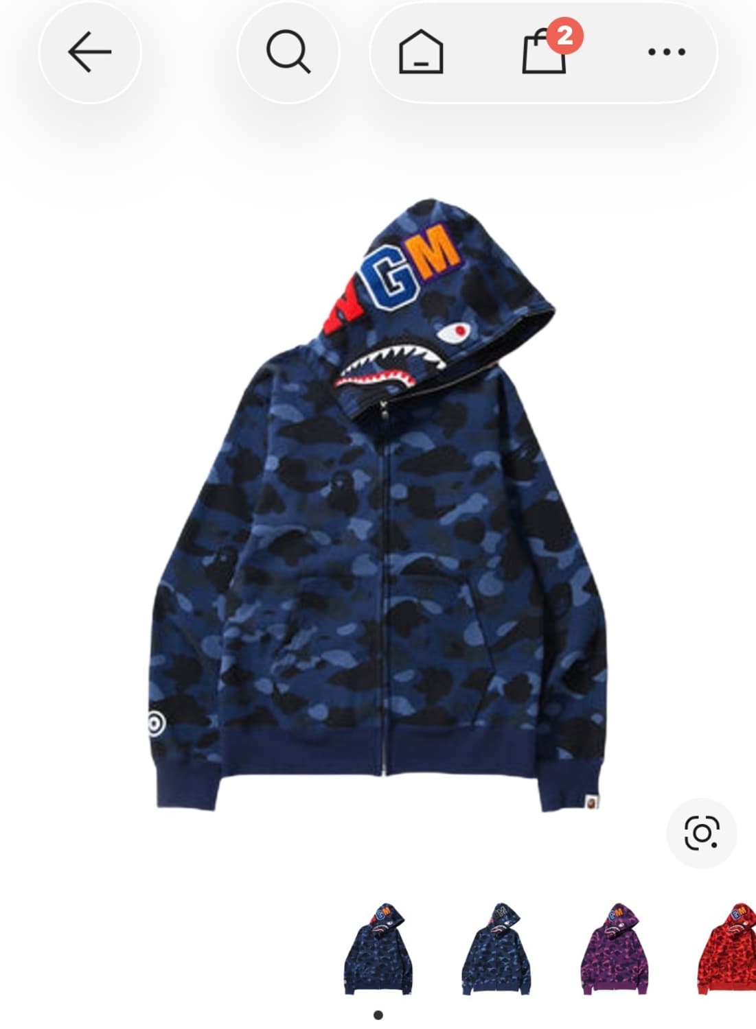 베이프 샤크 후드집업 청계 XL 상품이미지1