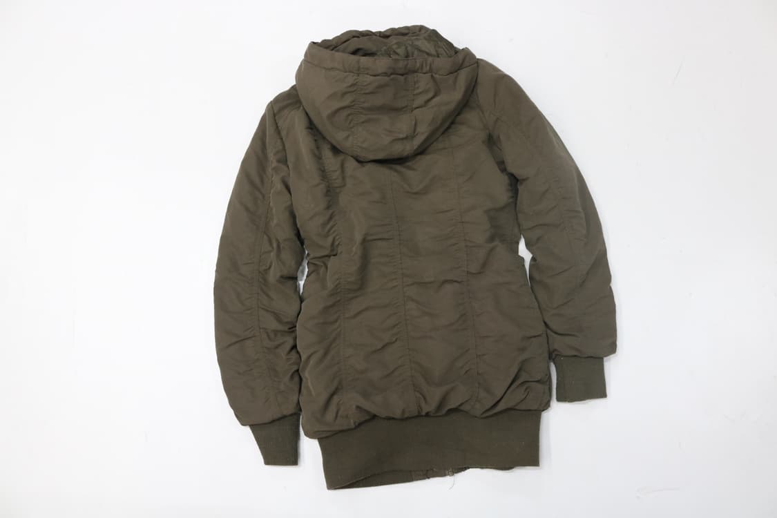 GRAZIA 그라치아 빈티지 카키 후드 셔링 패딩 자켓 (M) 상품이미지6