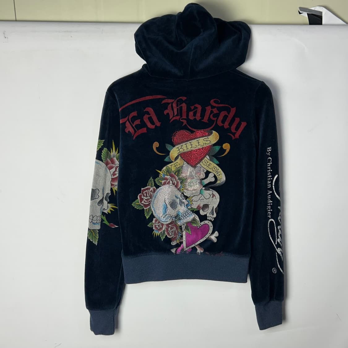[Ed Hardy] 에드하디 오리엔탈 스컬 로즈 프린팅 벨벳 셋업 상품이미지4