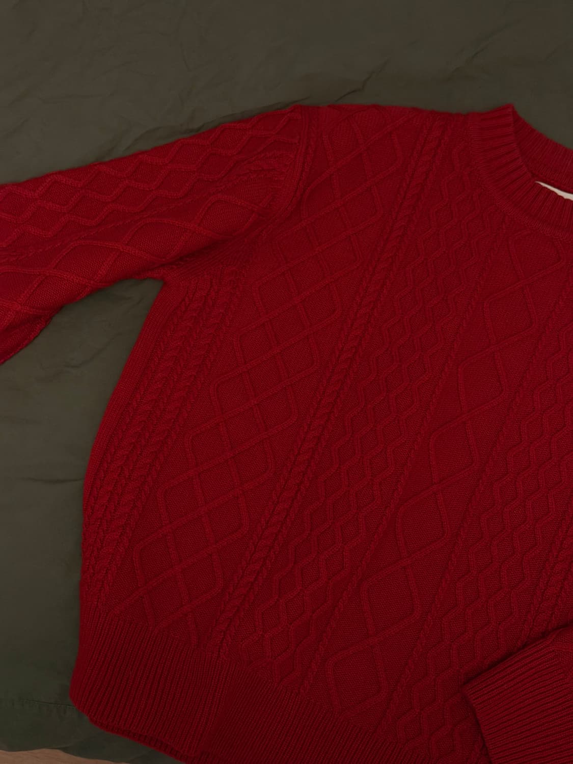 노이스 케이블 울블랜드 스웨터 레드 L사이즈 상품이미지4