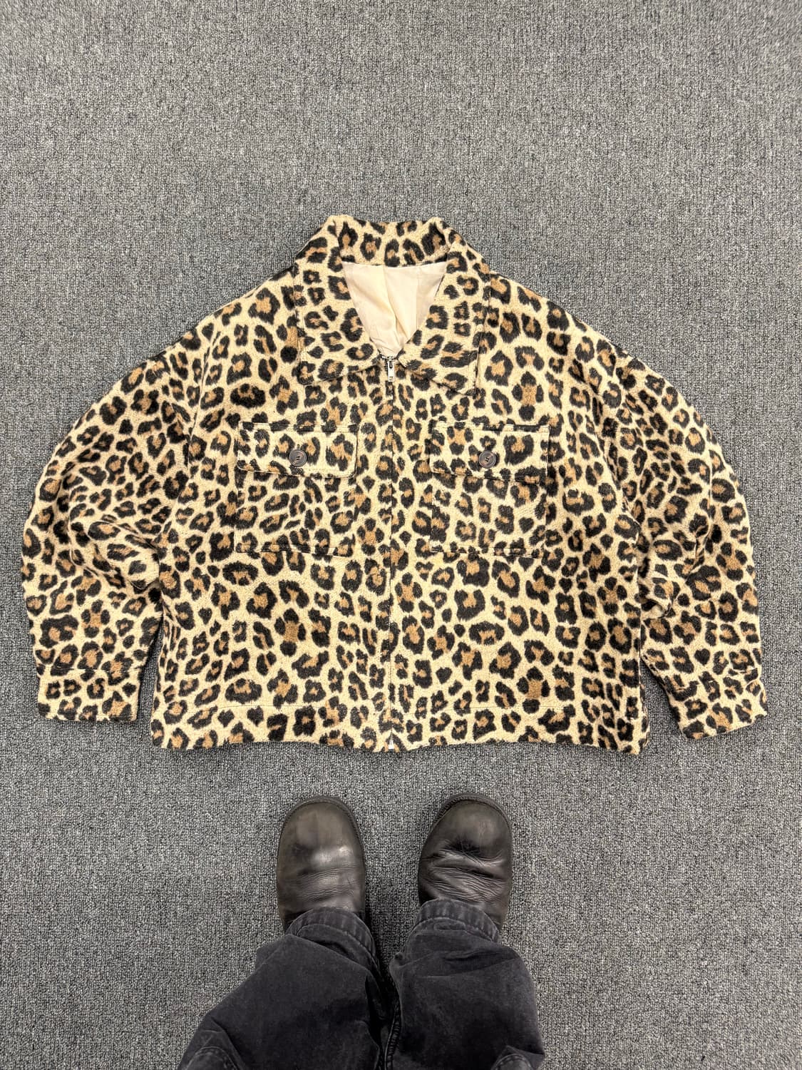 japanese vintage 레어파드 패턴 크롭자켓 상품이미지1