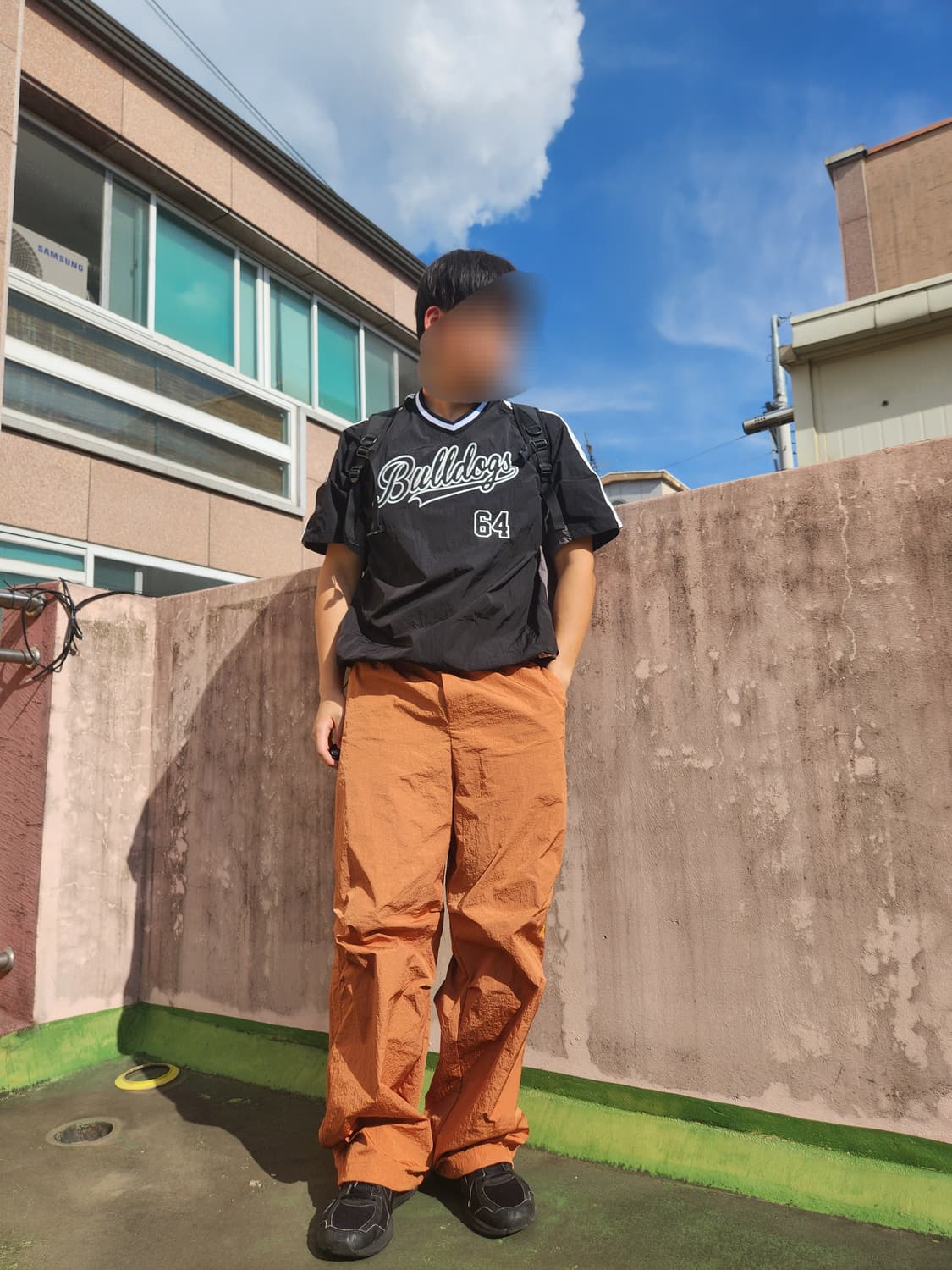 트레블 오렌지 나일론 팬츠 상품이미지1