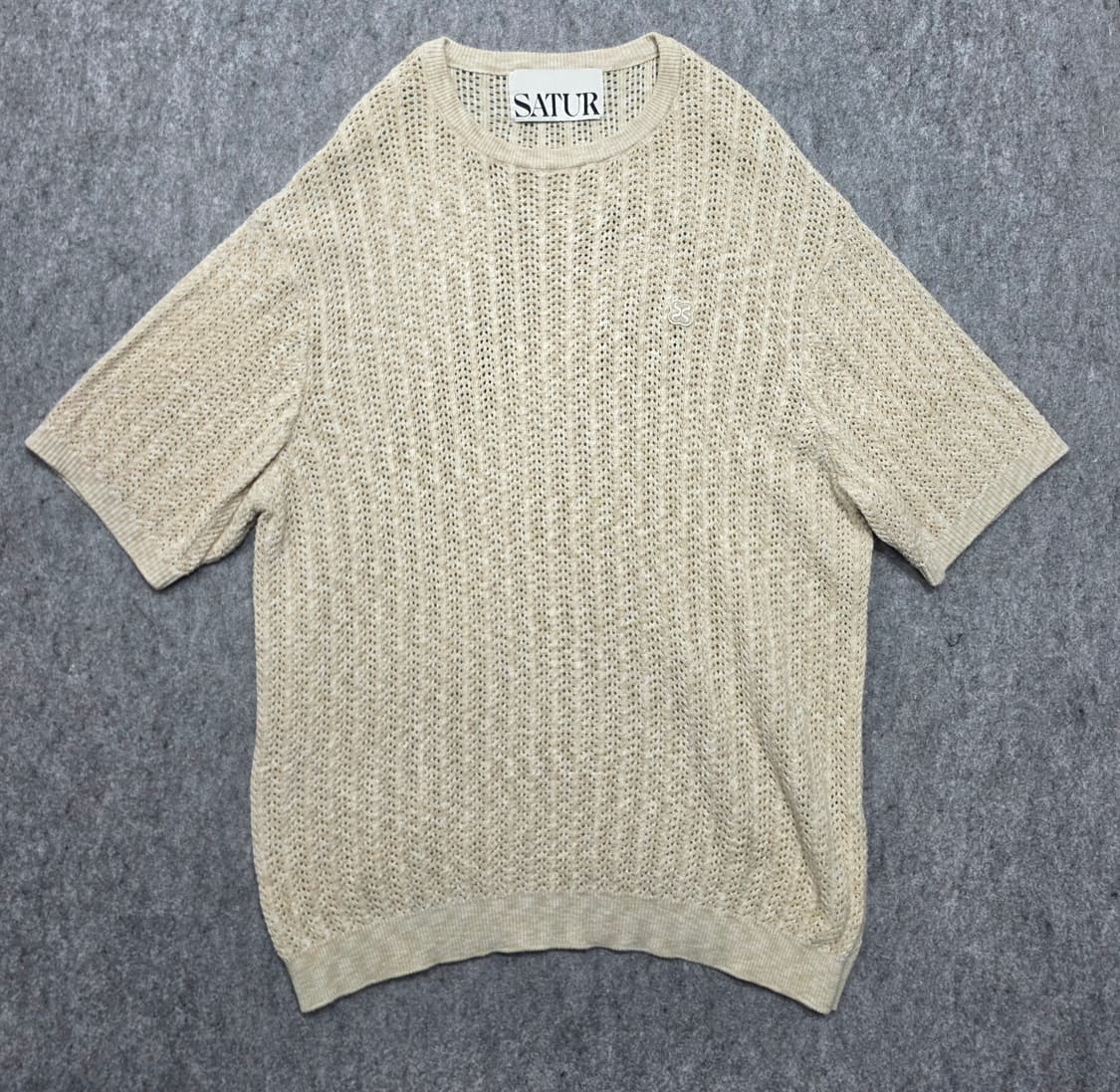 세터 내츄럴 메시드 그물 반팔 니트 L 상품이미지1