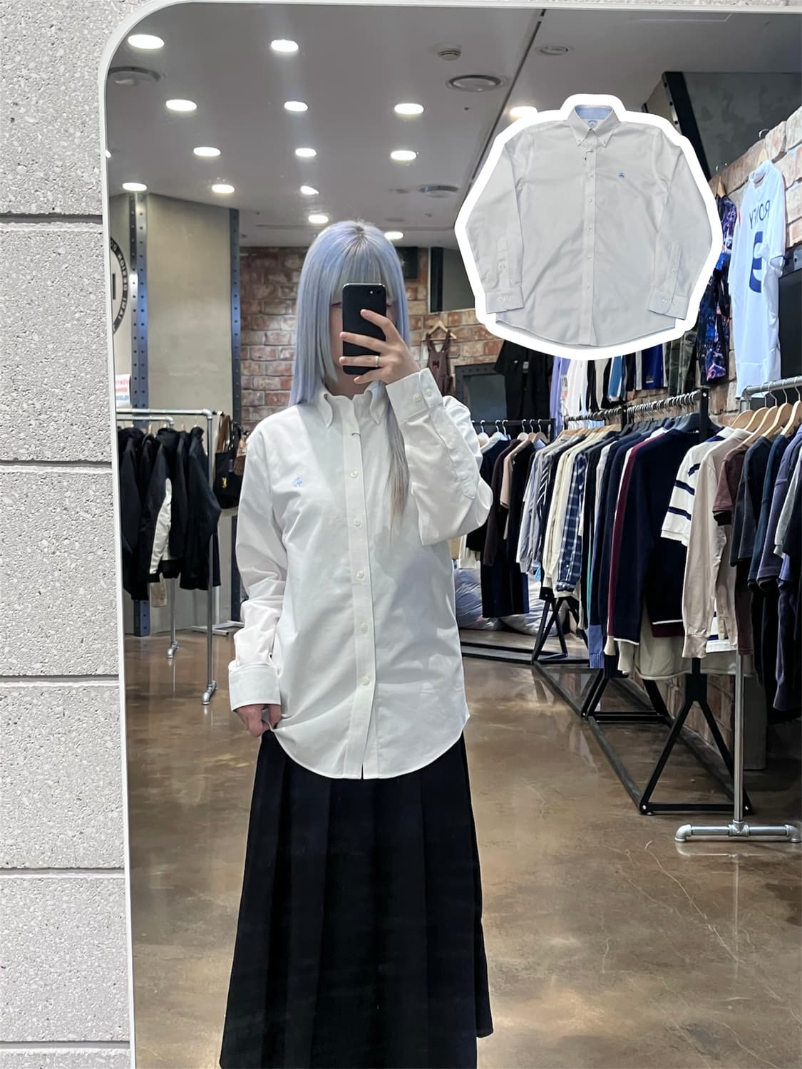 브룩스 브라더스 자수 로고 코튼 셔츠 화이트 S #csz4153 상품이미지1