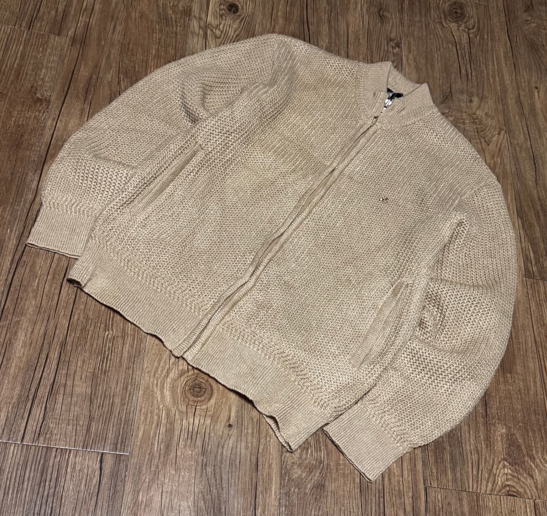 [S] 플레이보이 오트밀 와플 니트 집업 자켓 상품이미지1