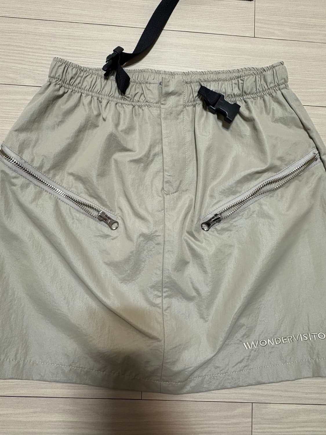 원더비지터 Nylon Zipper mini skirt [Beige] 상품이미지4