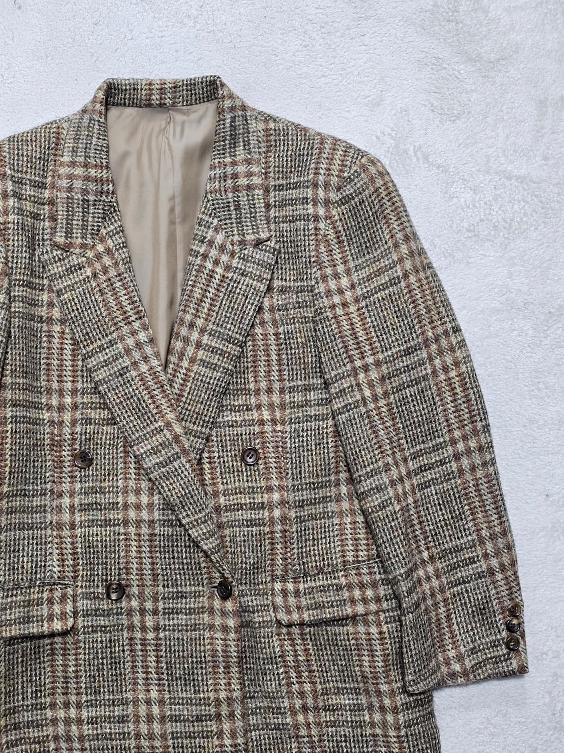 해리스트위드 체크 패턴 더블 버튼 자켓 상품이미지3