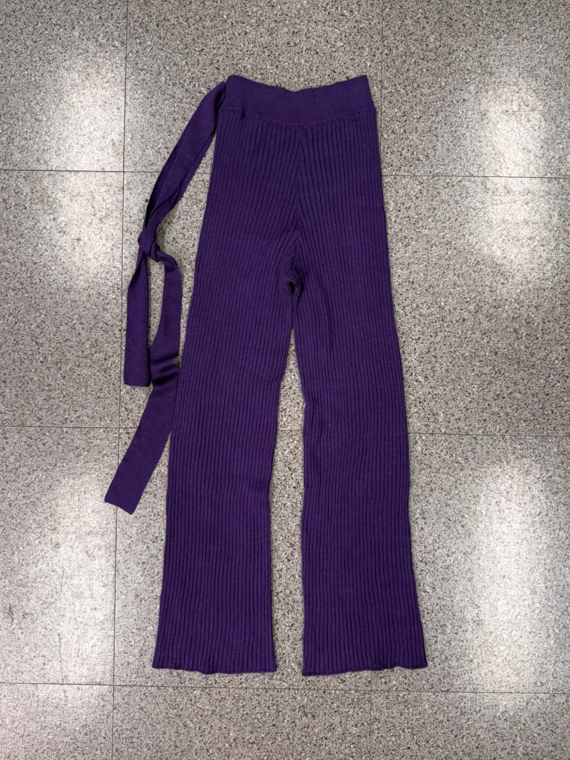 vintage purple rib knit tie pants   상품이미지3