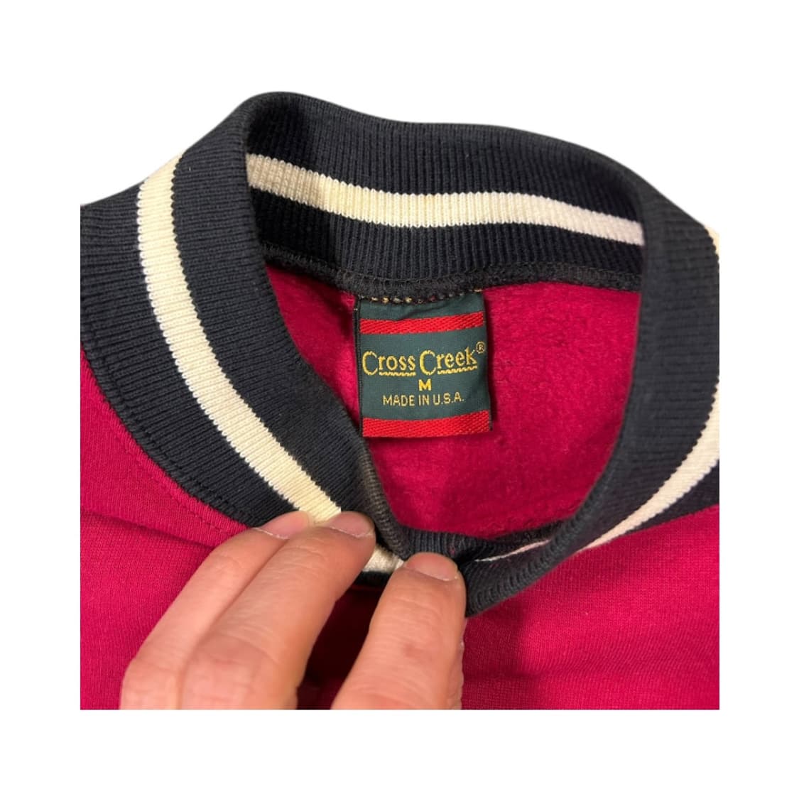 M) 크로스크릭 USA 레드 배색 립넥 맨투맨 TM-035 상품이미지4