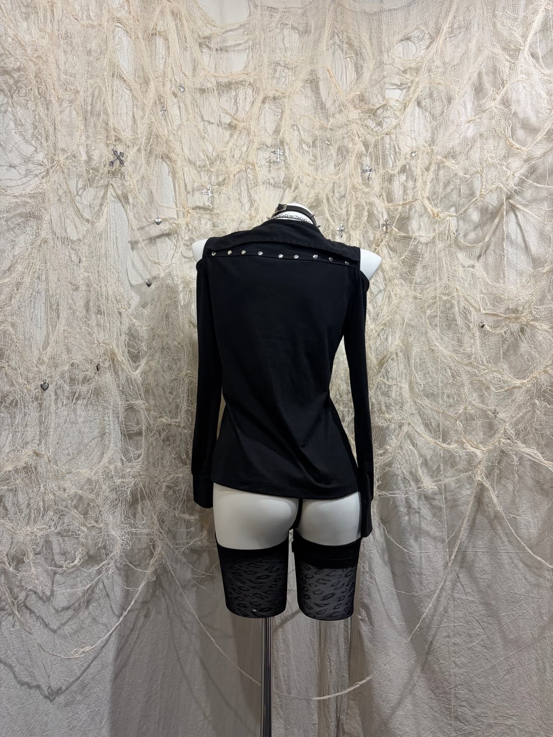 Rock chic off shoulder necklace long sle 상품이미지2